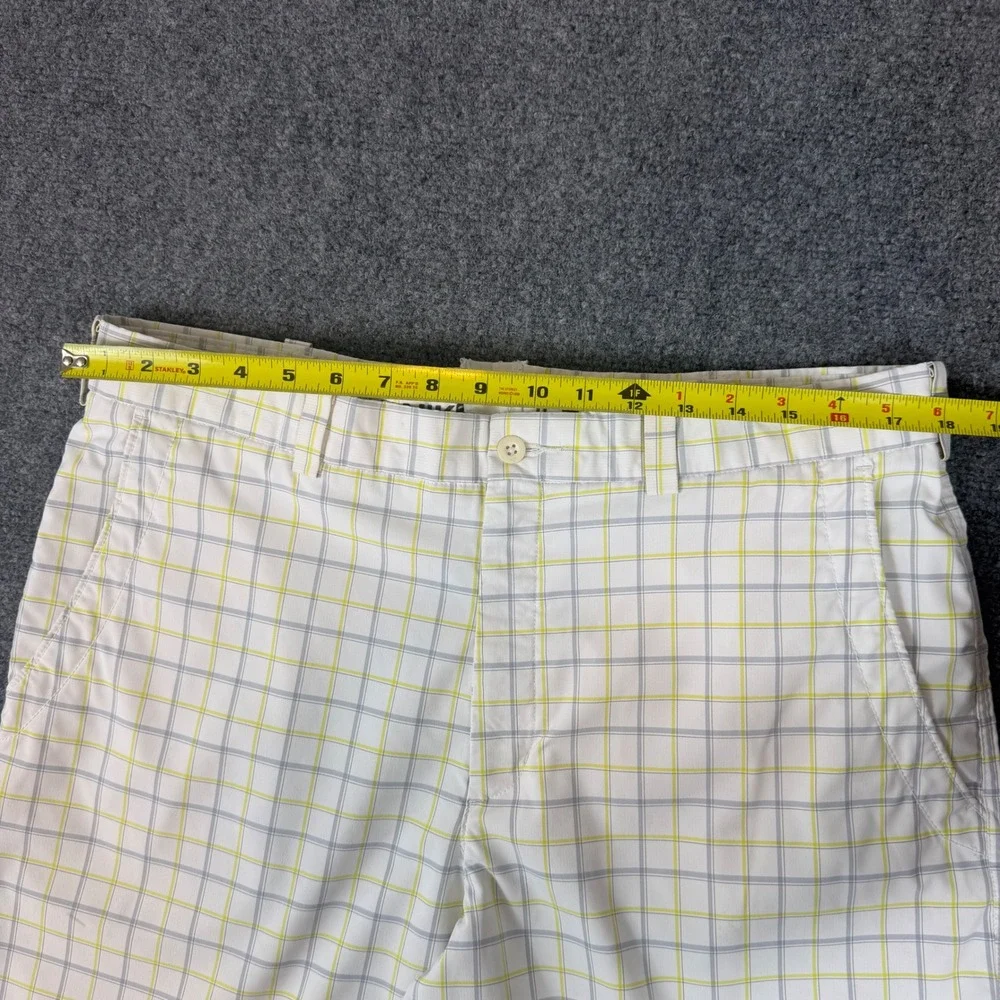 Nike Golf Mens 36 Plaid Shorts White Grey Yellow Performance Stretch